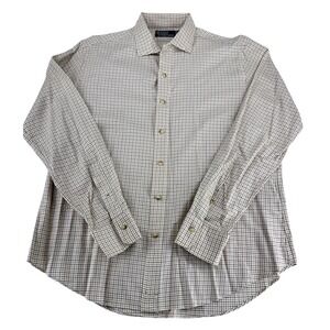 Polo Ralph Lauren Mens Long Sleeve Button Down Shirt Tan Navy Micro Check XL